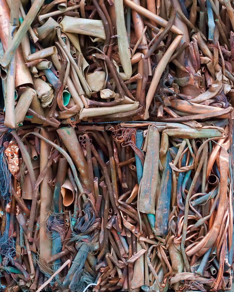 Baled copper tube and pipe scrap ready for export